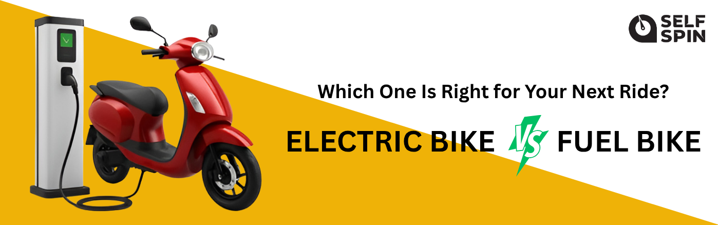 Electric self-drive car parked in Bangalore city – EV rental with SelfSpin